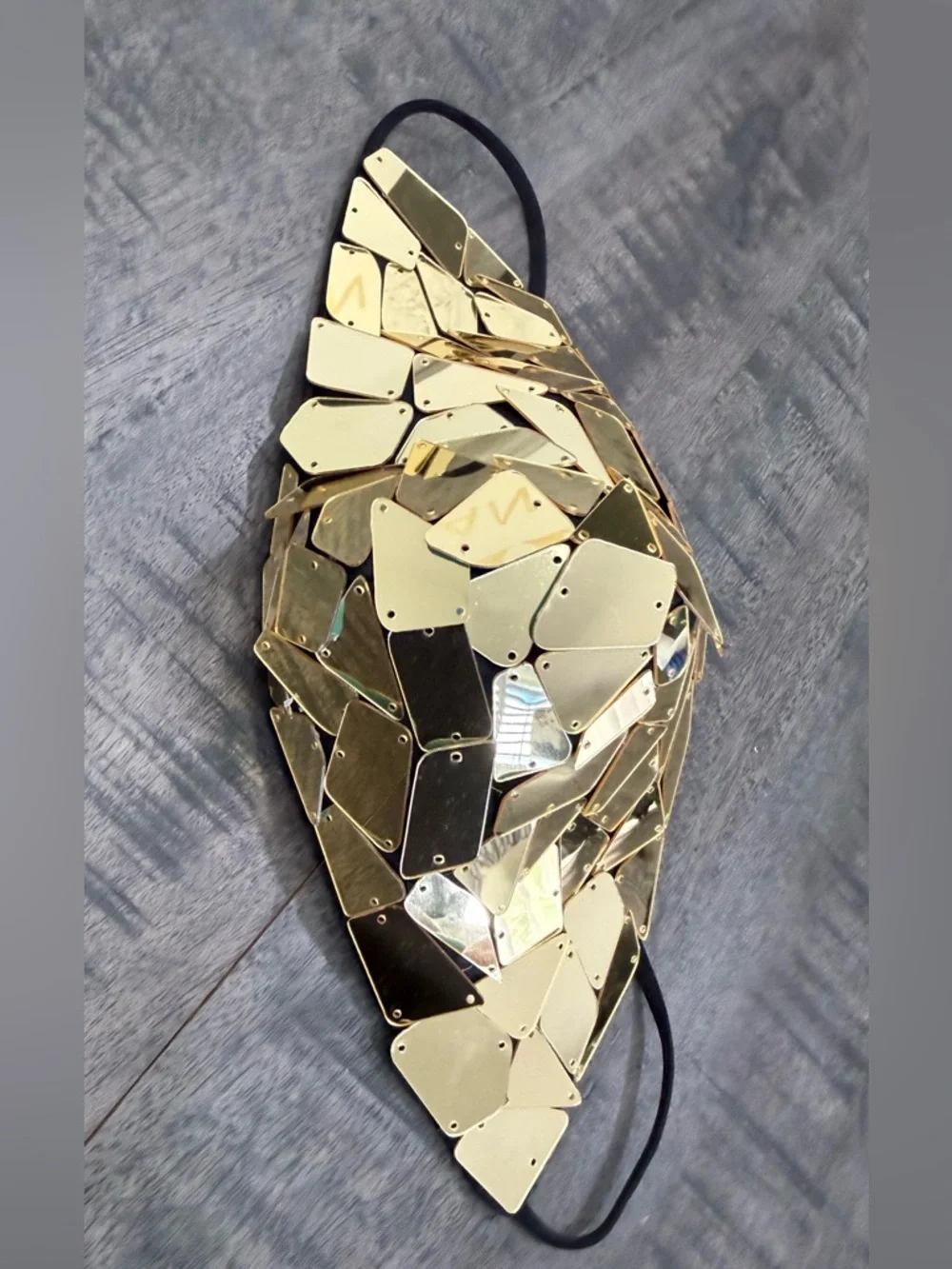 Gold Sequin Decorative Face Mask - Men Accessories